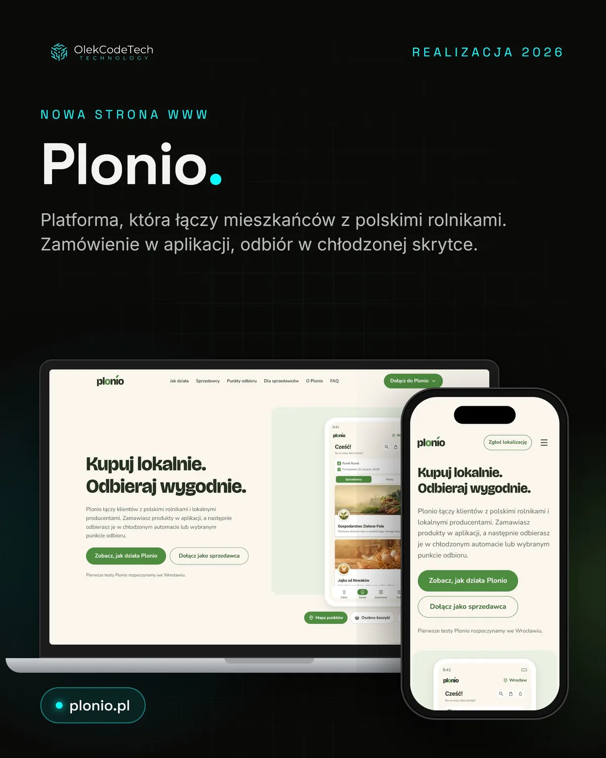 Plonio.pl – strony internetowe zrealizowana przez OlekCodeTech