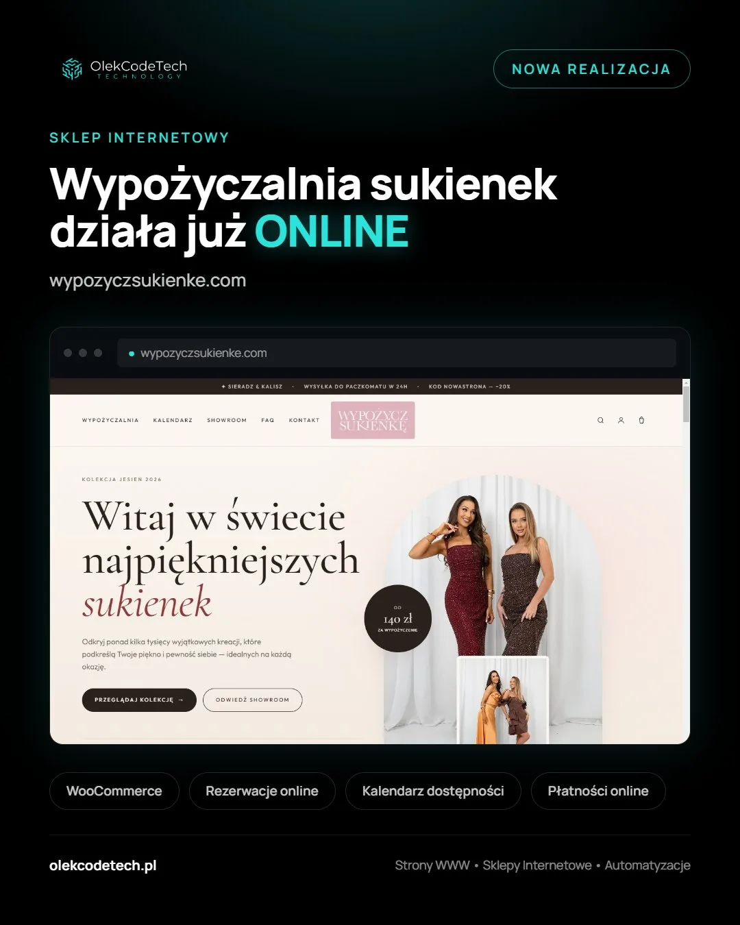 Wypożycz Sukienkę – sklepy internetowe zrealizowana przez OlekCodeTech